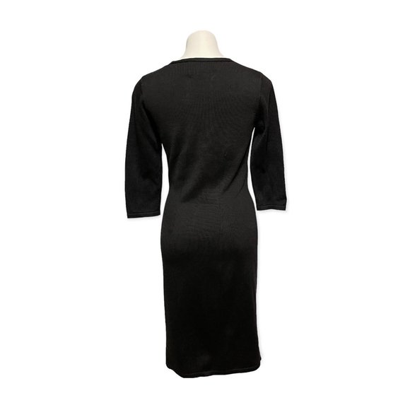 Peruvian Connection Small Black Long Sleeve V Neck Dress - Picture 3 of 5